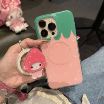 Cute My Melody Strawberry Mirror Magnetic Stand iPhone Case - ArtGalleryZen