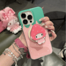Cute My Melody Strawberry Mirror Magnetic Stand iPhone Case - ArtGalleryZen
