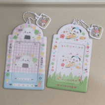 Cute Onigiri Pudding Panda Kpop Keychain Photocard Holder - ArtGalleryZen