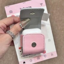 Cute Pink Bowknot Puppy AirPods Earphone Leather Case - ArtGalleryZen