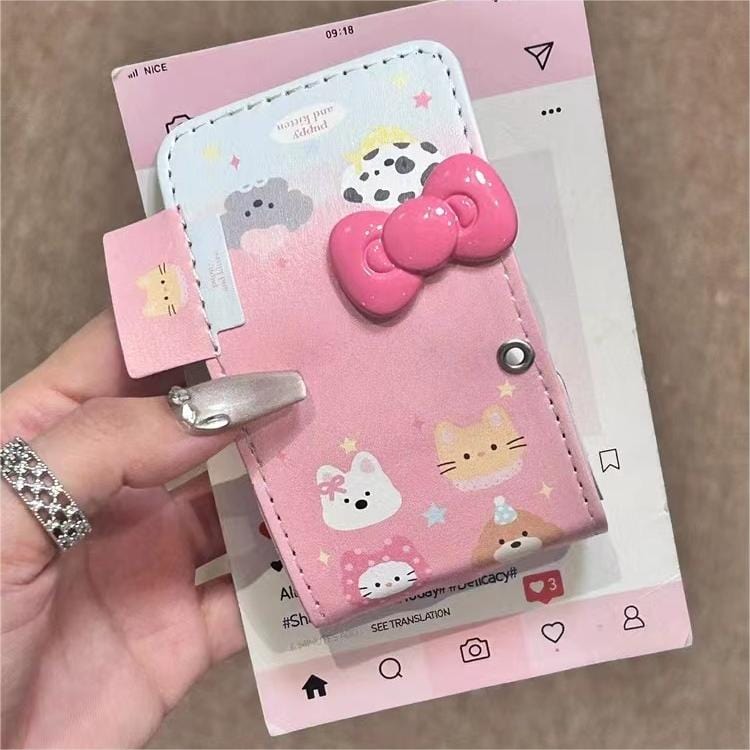 Cute Pink Bowknot Puppy AirPods Earphone Leather Case - ArtGalleryZen