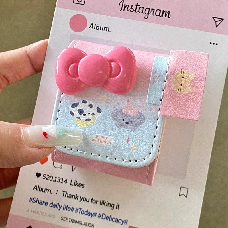 Cute Pink Bowknot Puppy AirPods Earphone Leather Case - ArtGalleryZen