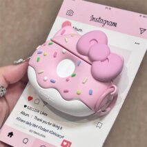 Cute Pink Donut Hello Kitty AirPods Earphone Case - ArtGalleryZen