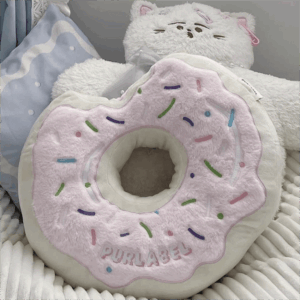 Cute Plush Embroidered Donut Pillow - ArtGalleryZen