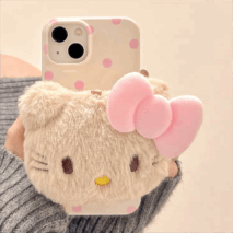 Cute Plush Hello Kitty Stand iPhone Case - ArtGalleryZen