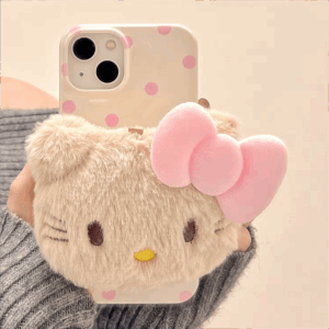 Cute Plush Hello Kitty Stand iPhone Case - ArtGalleryZen