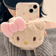 Cute Plush Hello Kitty Stand iPhone Case - ArtGalleryZen