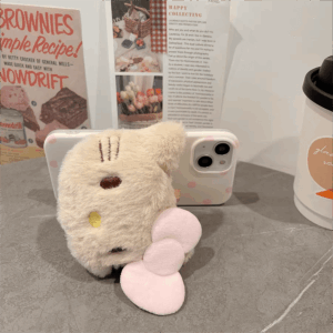 Cute Plush Hello Kitty Stand iPhone Case - ArtGalleryZen