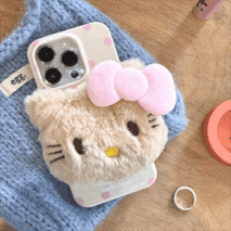 Cute Plush Hello Kitty Stand iPhone Case - ArtGalleryZen