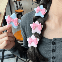 Cute Plush Star Bowknot Hair Clip Set - ArtGalleryZen