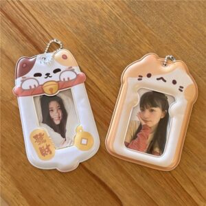 Cute Puppy Cat Bear Hamster Kpop Keychain Photocard Holder - ArtGalleryZen
