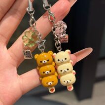 Cute Rilakkuma Lucky Clover Keychain Phone Strap - ArtGalleryZen