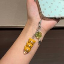 Cute Rilakkuma Lucky Clover Keychain Phone Strap - ArtGalleryZen