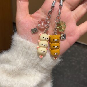 Cute Rilakkuma Lucky Clover Keychain Phone Strap - ArtGalleryZen