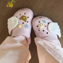 Cute Rilakkuma Plush Wings Sandals Decoration Shoe Charms - ArtGalleryZen