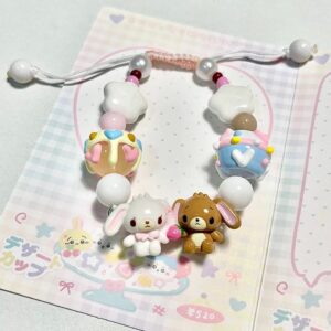 Cute Sanrio Sugarbunnies Cupcake Glass Bead Chain Bracelet - ArtGalleryZen
