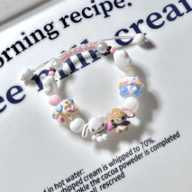 Cute Sanrio Sugarbunnies Cupcake Glass Bead Chain Bracelet - ArtGalleryZen