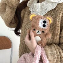 Cute Scarf Bunny Bear Plush iPhone Case - ArtGalleryZen