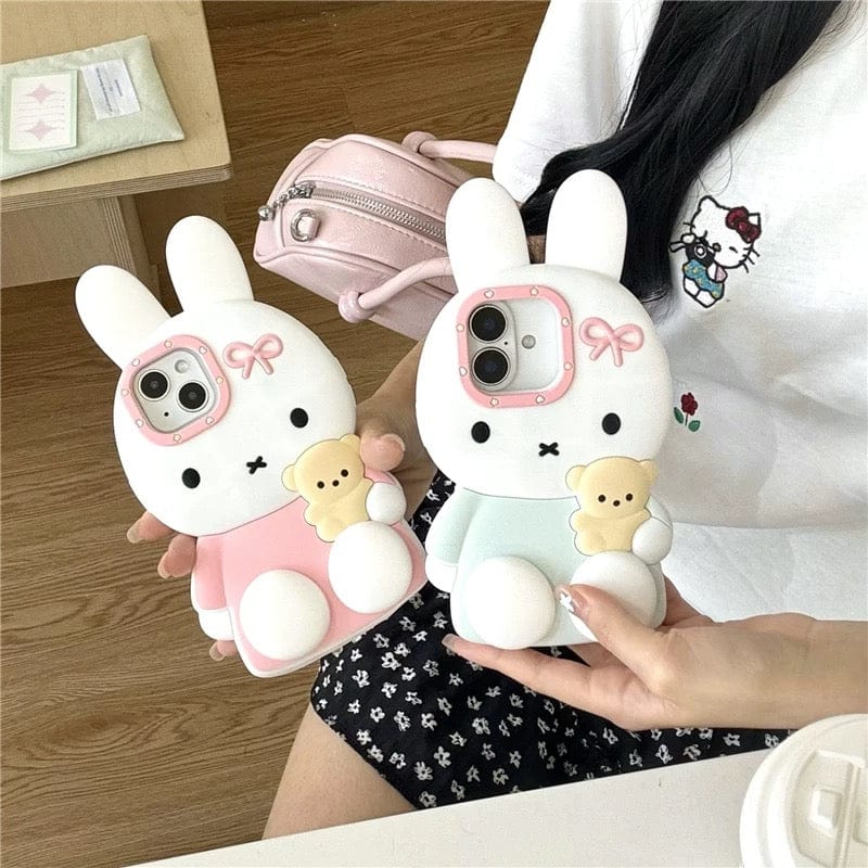 images Cute Sitting Miffy Silicone iPhone Case - ArtGalleryZen
