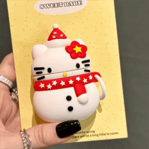 Cute Snowman Sanrio Hello Kitty Silicone AirPods Earphone Case - ArtGalleryZen