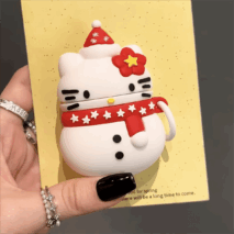 Cute Snowman Sanrio Hello Kitty Silicone AirPods Earphone Case - ArtGalleryZen