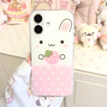 Cute Strawberry Bunny iPhone Case - ArtGalleryZen