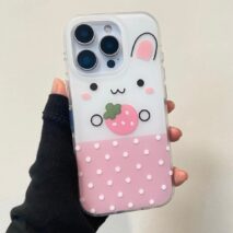 Cute Strawberry Bunny iPhone Case - ArtGalleryZen