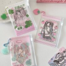Cute Strawberry Lucky Clover Candy Bag Kpop Keychain Photocard Holder - ArtGalleryZen
