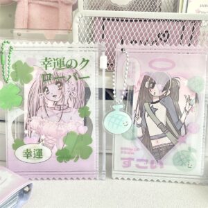Cute Strawberry Lucky Clover Candy Bag Kpop Keychain Photocard Holder - ArtGalleryZen