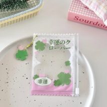 Cute Strawberry Lucky Clover Candy Bag Kpop Keychain Photocard Holder - ArtGalleryZen