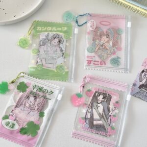 Cute Strawberry Lucky Clover Candy Bag Kpop Keychain Photocard Holder - ArtGalleryZen
