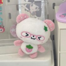 Cute Strawberry Panda Plush Keychain Doll - ArtGalleryZen