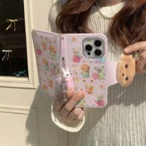 Cute Sylvanian Families Leather Flip iPhone Case With Charm - ArtGalleryZen