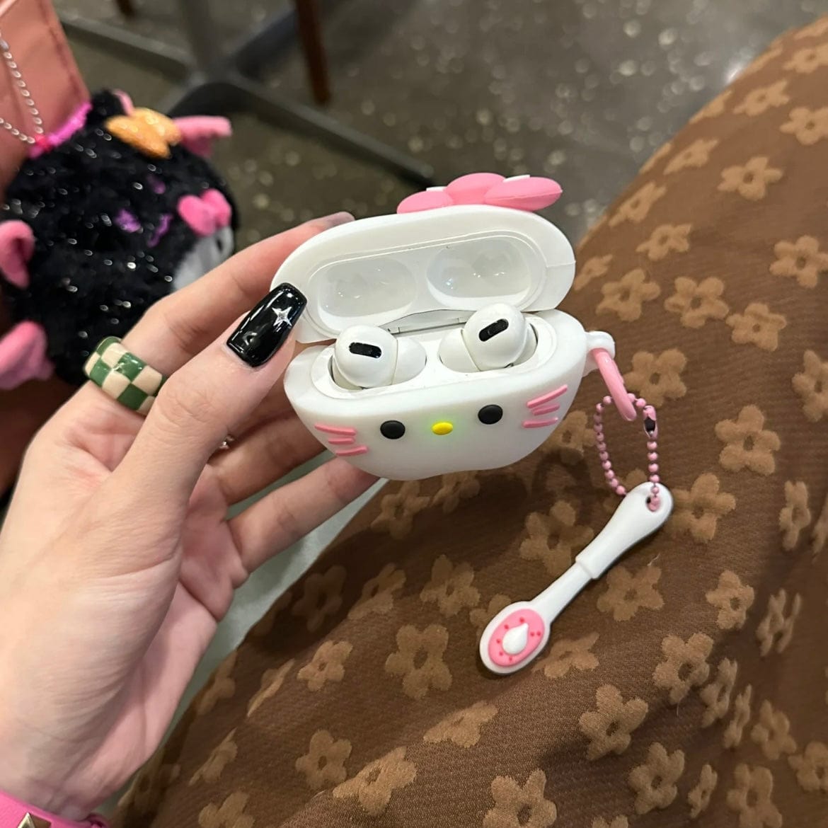 Cute Teeth Hello Kitty AirPods Earphone Case With Charm - ArtGalleryZen