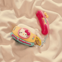 Cute Telephone Hello Kitty AirPods Earphone Case With Rabbit Ball Chain - ArtGalleryZen