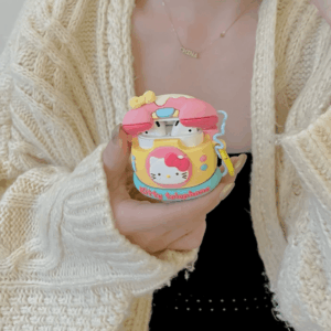 Cute Telephone Hello Kitty AirPods Earphone Case With Rabbit Ball Chain - ArtGalleryZen