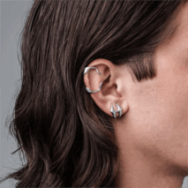 Cyberpunk 2Pcs Geometric Pattern Stackable Non Piercing Lip Cuff Set - ArtGalleryZen