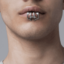 Cyberpunk 2Pcs Geometric Pattern Stackable Non Piercing Lip Cuff Set - ArtGalleryZen