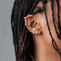 Cyberpunk 2Pcs Geometric Pattern Stackable Non Piercing Lip Cuff Set - ArtGalleryZen