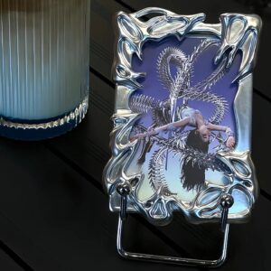 Cyberpunk Irregular Silver Tone Kpop Keychain Photocard Holder - ArtGalleryZen
