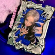 Cyberpunk Irregular Silver Tone Kpop Keychain Photocard Holder - ArtGalleryZen