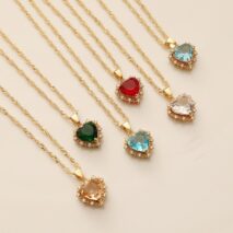 CZ Inlaid Crystal Heart Pendant Necklace - ArtGalleryZen