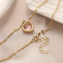 CZ Inlaid Crystal Heart Pendant Necklace - ArtGalleryZen