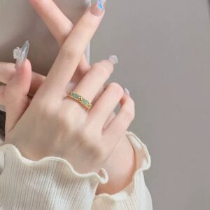CZ Inlaid Enamel English Floral Ring - ArtGalleryZen