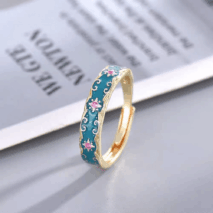 CZ Inlaid Enamel English Floral Ring - ArtGalleryZen