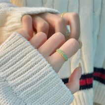 CZ Inlaid Enamel English Floral Ring - ArtGalleryZen