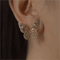 CZ Inlaid Hollowed-out Butterfly S925 Earposts Stud Earrings - ArtGalleryZen