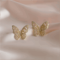 CZ Inlaid Hollowed-out Butterfly S925 Earposts Stud Earrings - ArtGalleryZen