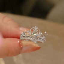 CZ Inlaid Stackable Silver Crown Ring Set - ArtGalleryZen