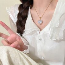 Dainty 18K Gold Filled Opal Heart Pendant Choker Necklace - ArtGalleryZen